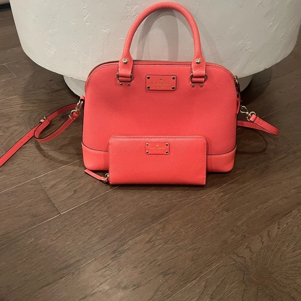 Kate Spade Vibrant Coral Satchel and Wallet - Picture 1 of 8